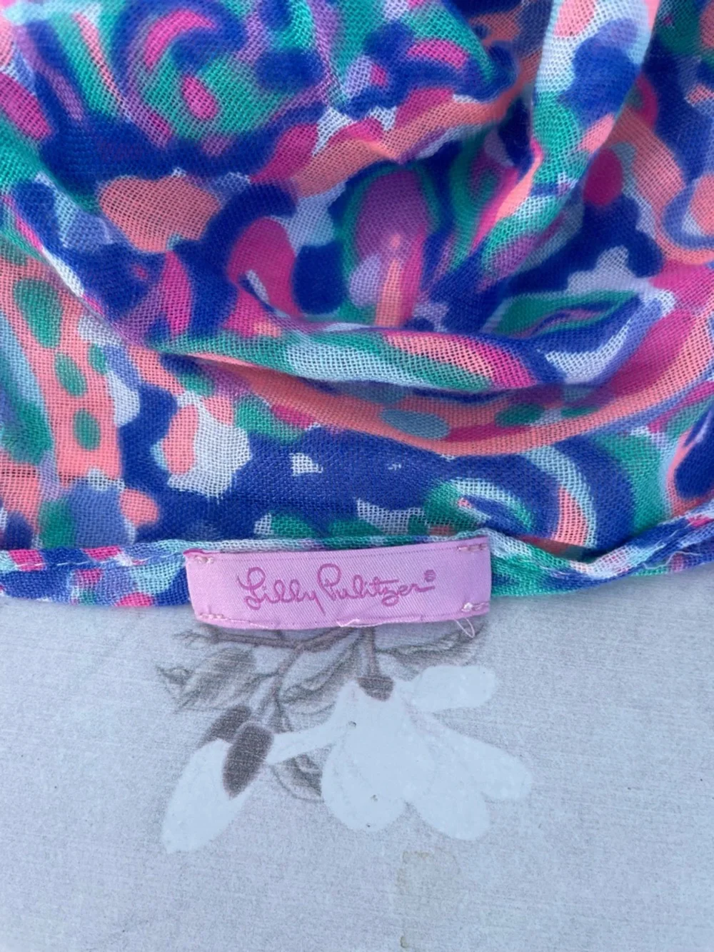 Lilly Pulitzer Pink, Blue & Green Swirl Loop Scarf